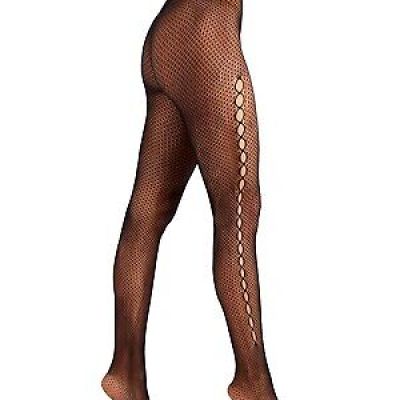 INC International Concepts Women's Cut Out Fishnet Tights (M/L, Black)